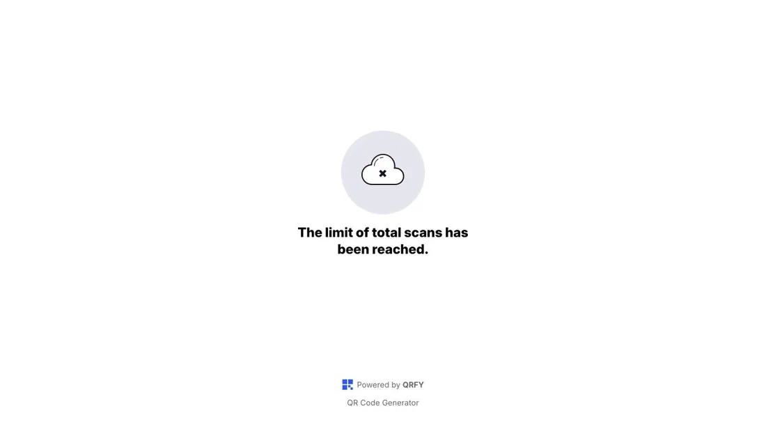 QRFY page saying the total scan limit has been reached
